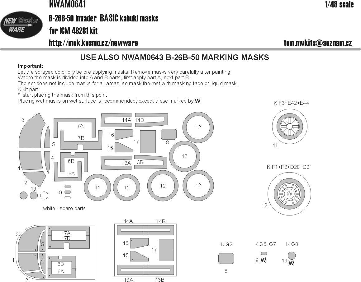1:48 Douglas B-26B-50 Invader BASIC kabuki masks