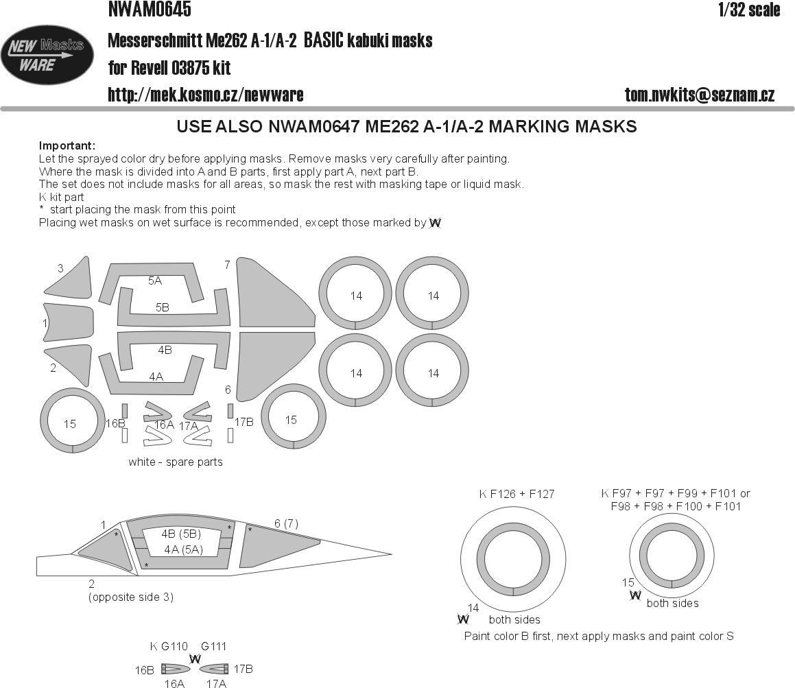 1:32 Messerschmitt Me-262A-1/A-2 BASIC kabuki masks