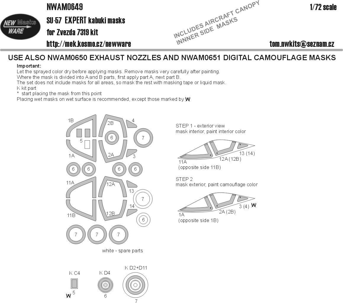 1:72 Sukhoi Su-57 Frazor EXPERT kabuki masks