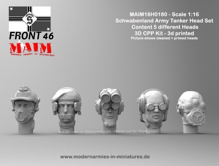 1:16 Schwabenland Army Tanker Head Set - Front46 (5pcs)