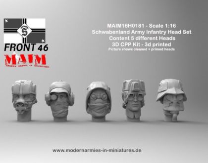 1:16 Schwabenland Army Infantry Head Set - Front46 (5pcs)