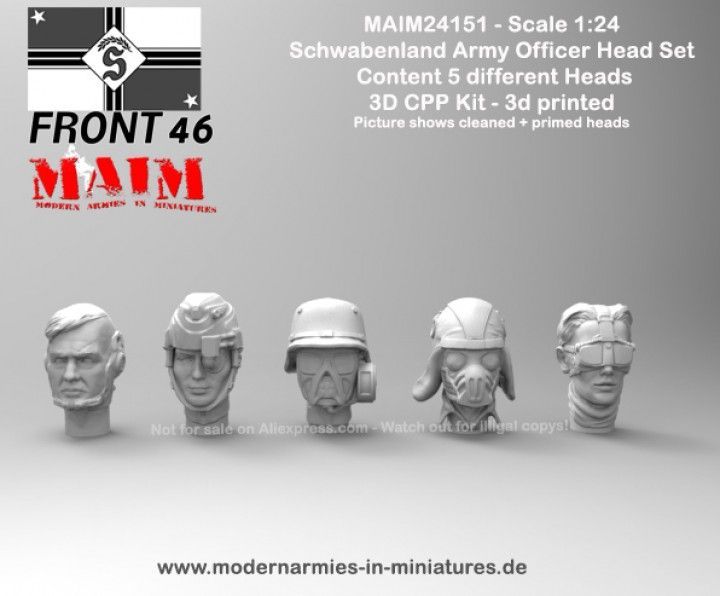 1:24 Schwabenland Army Officer Head Set - Front46 (5pcs)