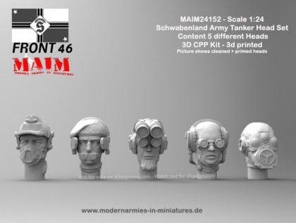 1:24 Schwabenland Army Tanker Head Set - Front46 (5pcs)