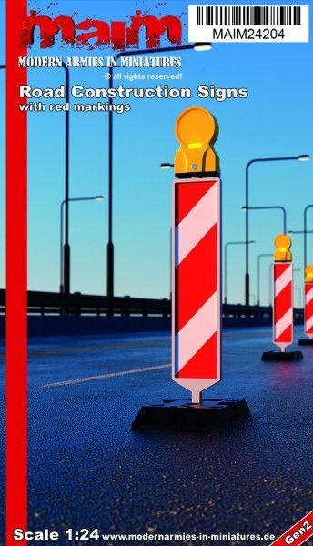 1:24 Road Construction Signs (5pcs - red markings)