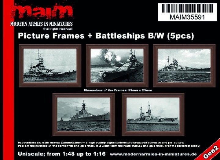 1:35/Uniscale Picture Frames + Battleships black/white (5pcs)