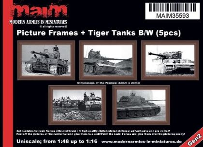 1:35/Uniscale Picture Frames + German Tiger Tanks black/white (5pcs