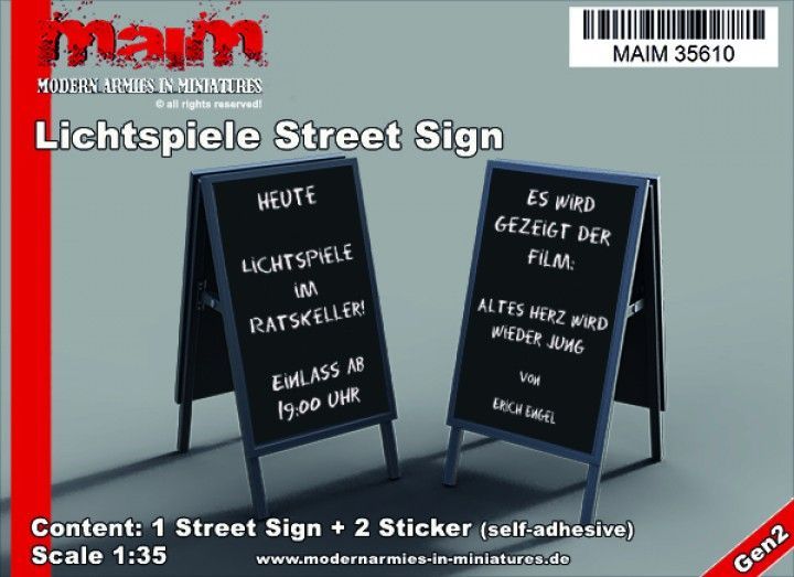 1:35 Billboard / Werbetafel (Text: Lichtspiele)