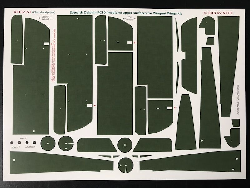 1:32 (Clear decal paper) Sopwith Dolphin PC10 (medium) upper surfaces