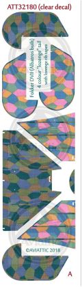 1:32 (Clear decal paper) Fokker DVII (Albatros built) 4 colour “lozenge” tail with lozenge rib tapes