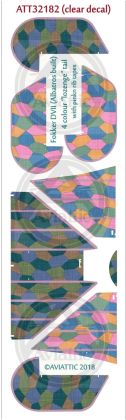 1:32  (Clear decal paper) Fokker DVII (Albatros built) 4 colour “lozenge” tail with pink rib tapes