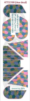 1:32 (Clear decal paper) Fokker DVII (OAW built) 4 colour “lozenge” tail with pink rib tapes