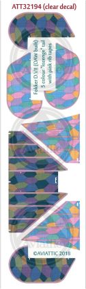1:32 (Clear decal paper) Fokker DVII (OAW built) 5 colour “lozenge” tail with pink rib tapes