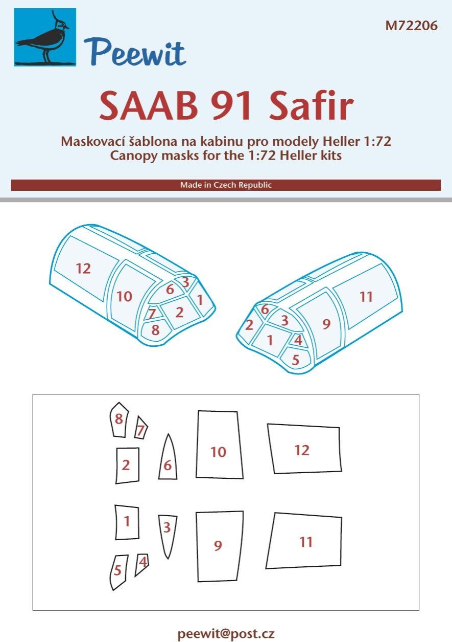 1:72 SAAB 91 Safir (designed to be used with Heller kits)