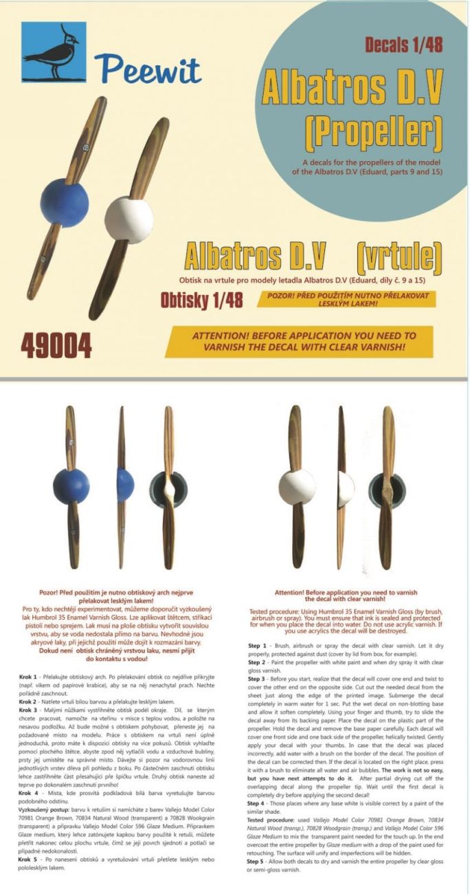 1:48 Albatros D.V (Propeller)-designed to be used with Eduard kits