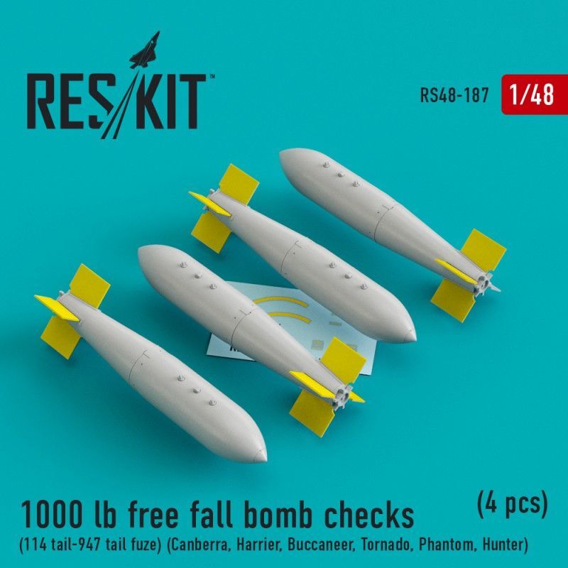 1:48 1000 lb free fall bomb checks (114 tail-947 tail fuze) (4 pcs)
