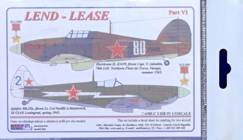 1:32 Decals Hurricane&Spitfire, Lend-Lease Pt.VI