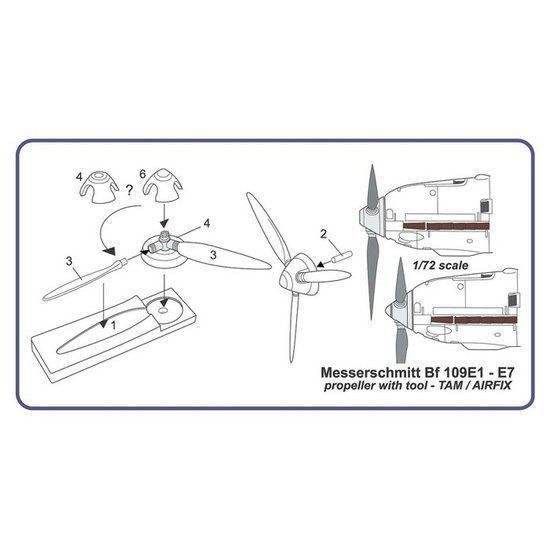 1:72 Bf 109E (propeller set with tool)