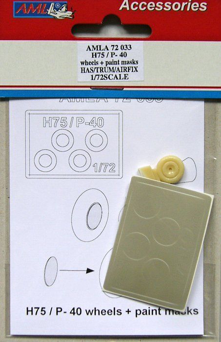 1:72 Curtiss H75/P-40 EARLY wheels+ paint masks (konv.) /HSG,TRM,AFX