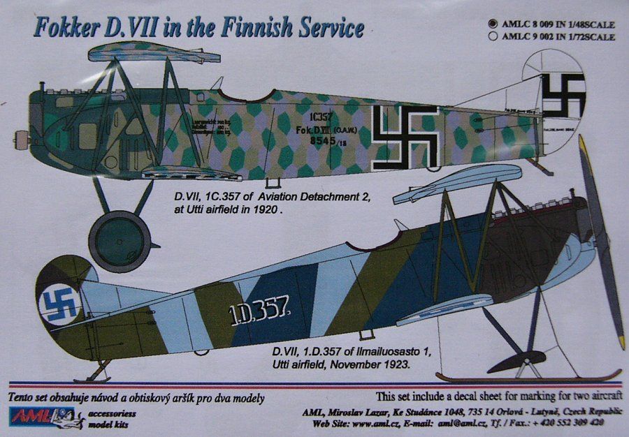 1:48 Decals Fokker D.VII in the Finnish Service