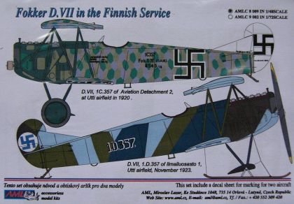 1:48 Decals Fokker D.VII in the Finnish Service