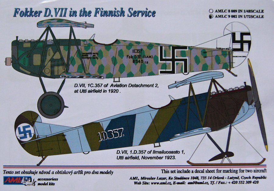 1:72 Decals Fokker D.VII in the Finnish Service