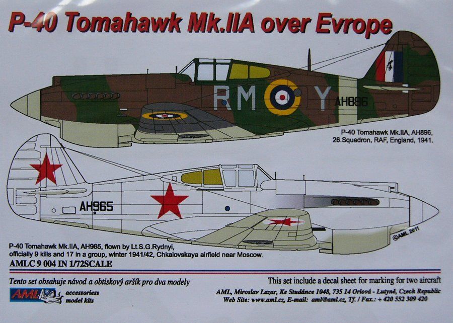 1:72 Decals P-40 Tomahawk Mk.IIA over Europe