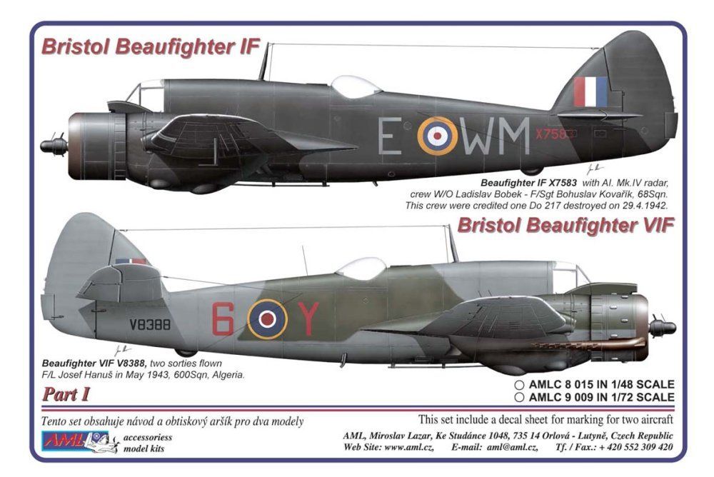 1:72 Decals Bristol Beaufighter IF&VIF Part I.