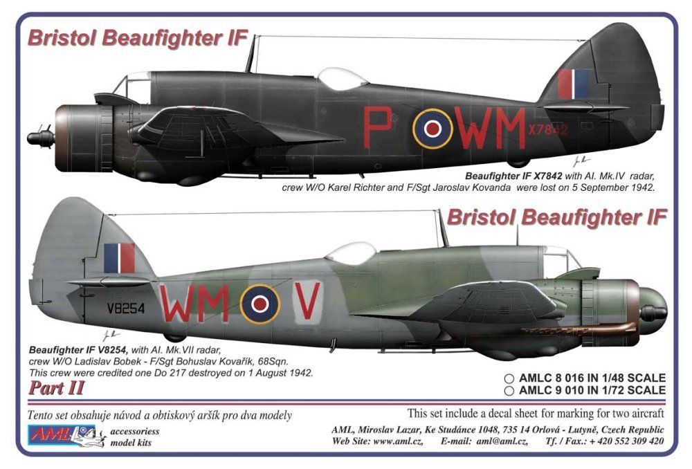 1:72 Decals Bristol Beaufighter IF&VIF Part II.