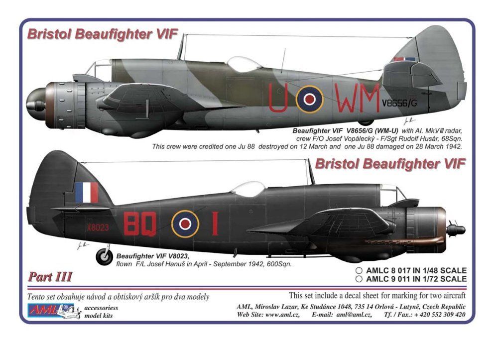 1:72 Decals Bristol Beaufighter IF&VIF Part III.