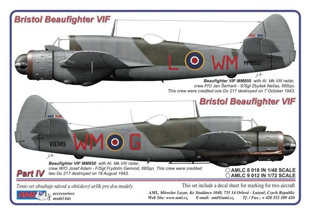 1:72 Decals Bristol Beaufighter IF&VIF Part IV.