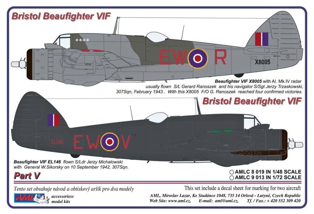 1:72 Decals Bristol Beaufighter IF&VIF Part V.