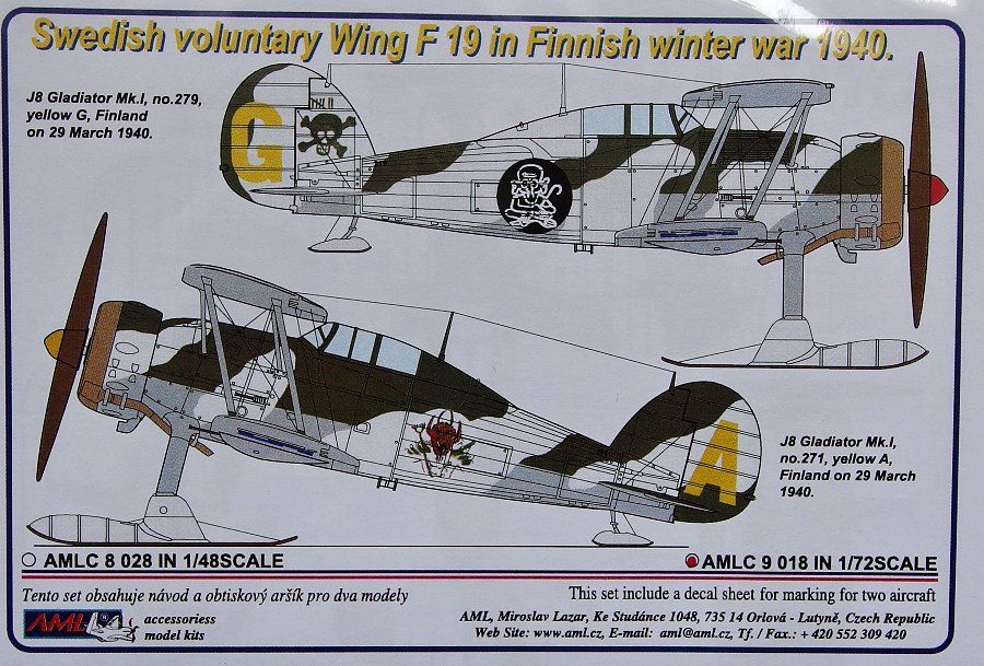 1:72 Decals Gl.Gladiator Swedish volunt. Wing F19