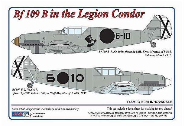 1:72 Decals Bf 109B in the Legion Condor