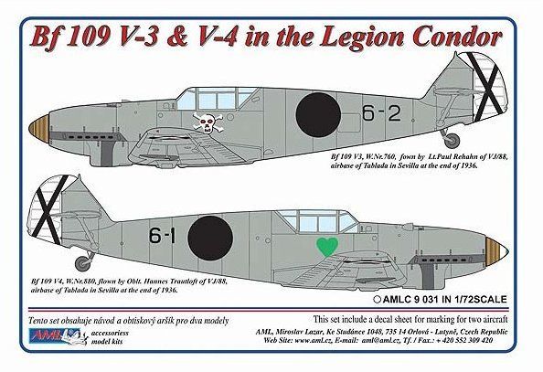 1:72 Decals Bf 109 V-3 & V-4 in the Legion Condor