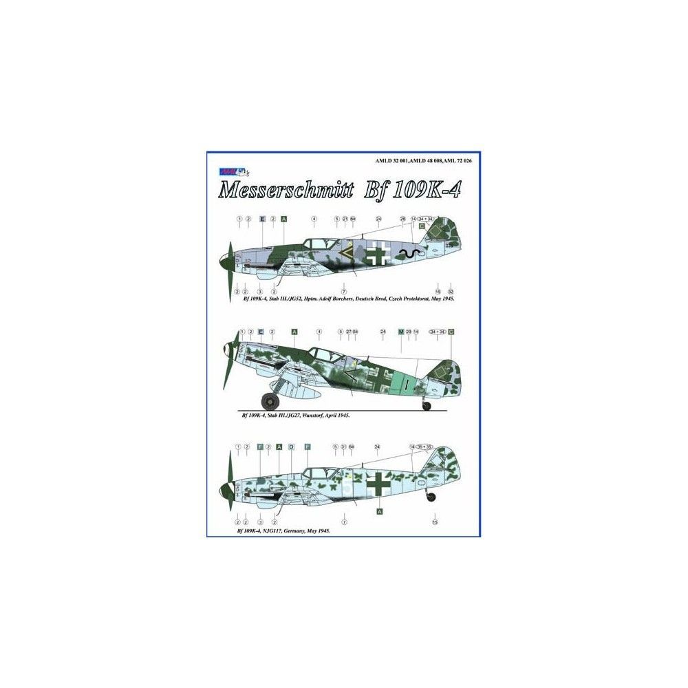 1:32 Decals Bf-109K-4 Part I. (with resin wheels)