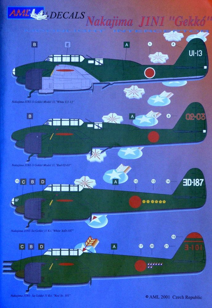 1:48 Decals Nakajima J1N1 Gekko (re-edition)