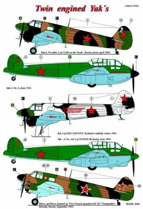 1:72 Decals for Twin engined Yak's