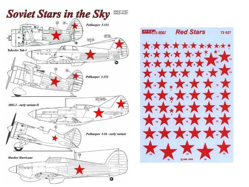 1:72 Decals Red Stars in the sky