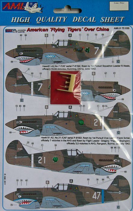 1:72 Decals Curtiss Hawk 81-A2 (China AF, 6x camo)