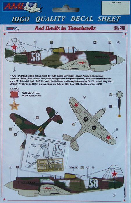 1:72 Decals Curtiss P-40B