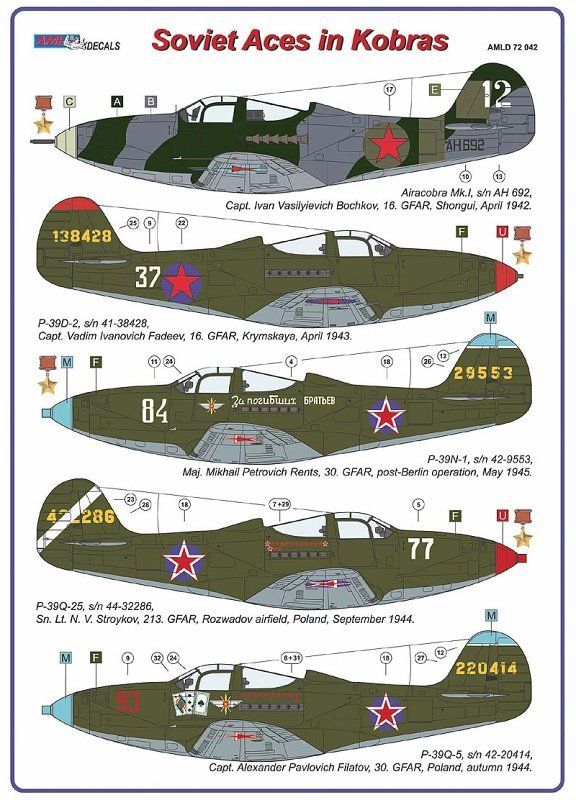 1:72 Soviet Aces in Kobras (5x decal versions)