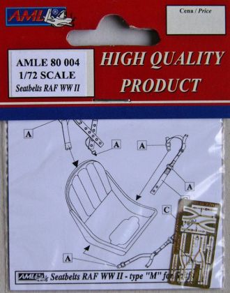 1:72 Seatbelts RAF WWII type M for Spitfire