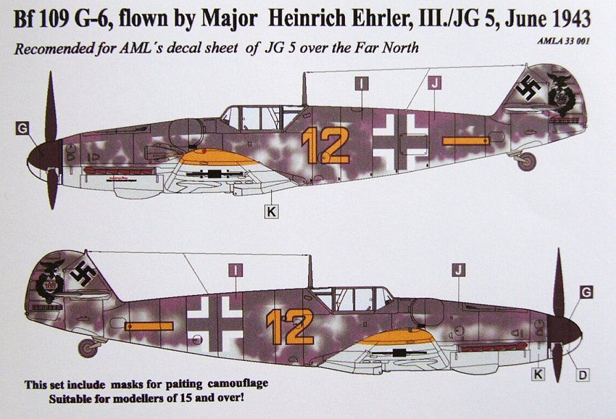 1:32 Bf 109 G-6, flown by Major Heinrich Ehrler, III./JG 5 June 1943