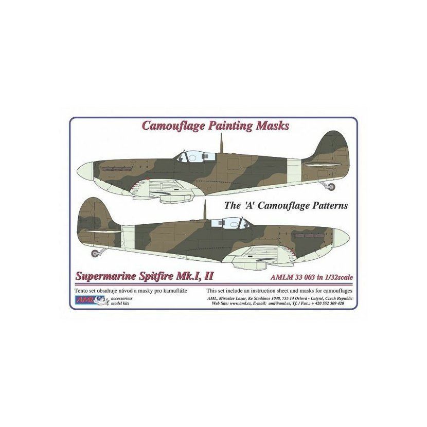 1:32 Supermarine Spitfire Mk.I,II Camouflage Painting Masks scheme 