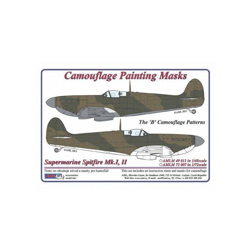 1:48 Supermarine Spitfire Mk.I,II Camouflage Painting Masks scheme 