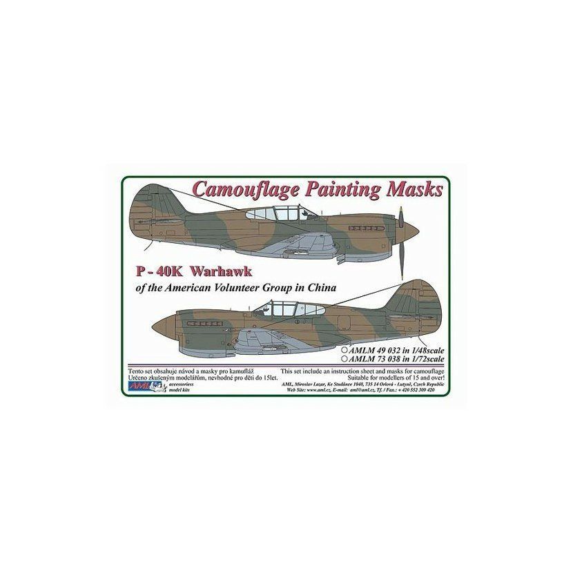1:48 Curtiss P -40 K Warhawk - Camouflage Painting Masks /AMT, HSG, ITA
