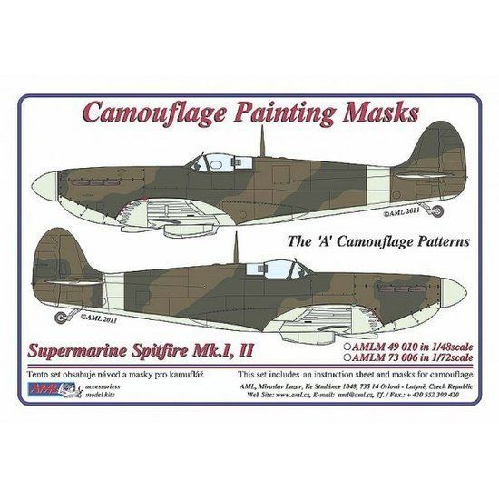 1:72 Supermarine Spitfire Mk.I,II Camouflage painting masks scheme 
