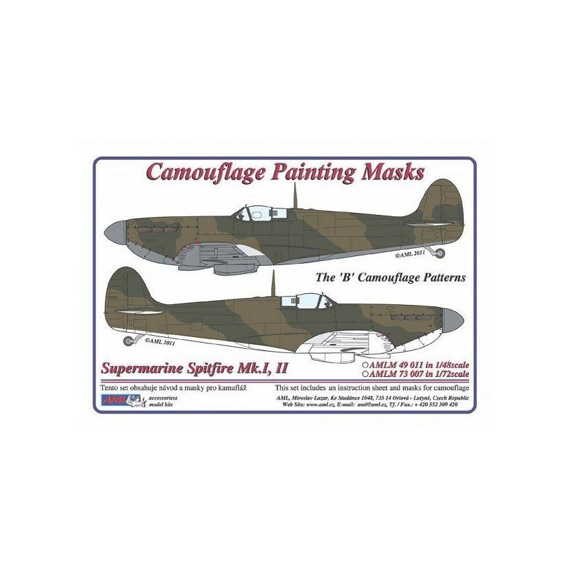 1:72 Supermarine Spitfire Mk.I,II Camouflage painting masks scheme 
