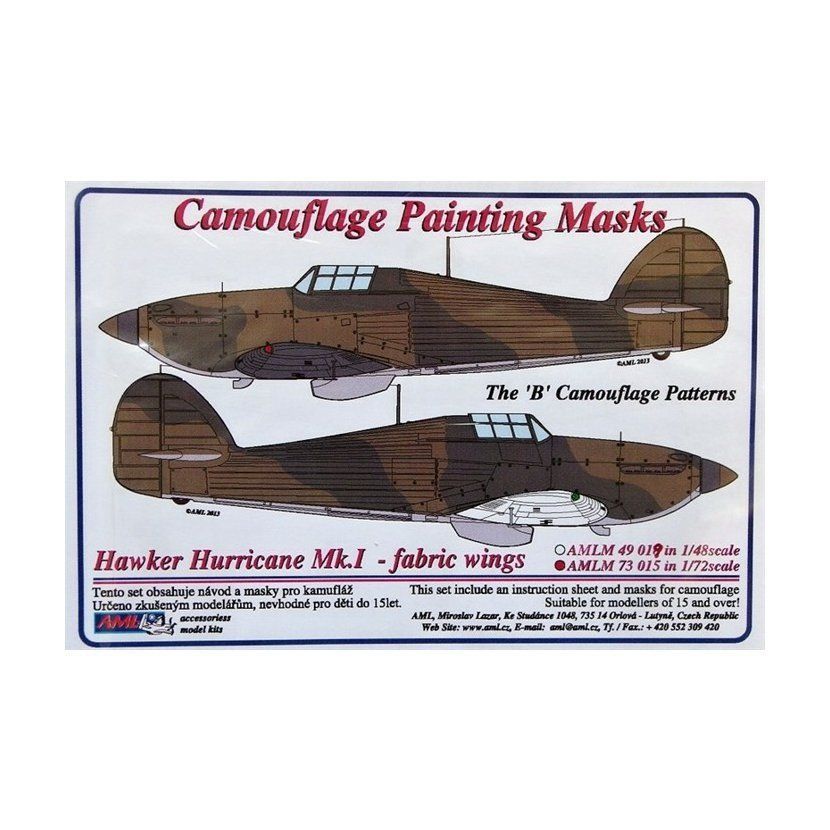 1:72 H.Hurricane Mk.I fabric w. B camouflage mask