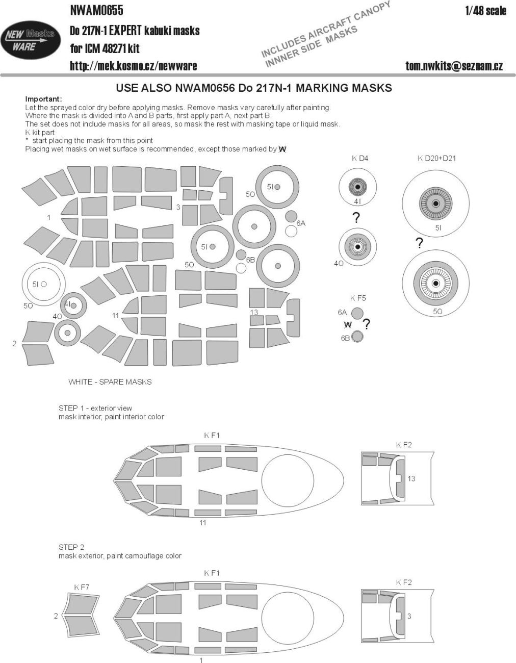 1:48 Mask Dornier Do 217N-1 EXPERT (ICM 48271)
